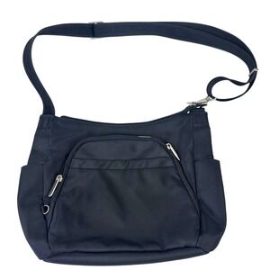 NWOT Travelon Anti Theft Crossbody Bucket Bag Black RFID Locking Pockets Travel‎